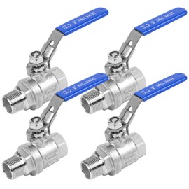 YADIAN 4 Pack Full Port 3/4'' Ball Valve NPT Male x Female Heavy Duty 304 Stainless Steel with Blue Vinyl Insulation Handle and Locking Device for Water, Oil, and Gas, 1000WOG (3/4'' NPT, Pack of 4)
