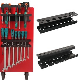 ULIBERMAGNET Magnetic Screwdriver Holder,Magnetic Wrench Holder,Heavy Duty Black Metal Tool Storage Organizer,Set of 2 Magnetic Mount Tool Holder for Garage,Workbench,Tool Cart,PegBoard