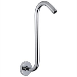 Voolan 12 Inch Shower Head Extension Arm with Flange, S Shaped Shower head Riser Pipe, Stainless Steel Long Goose Neck Curve Standard 1/2" Connection (Chrome)