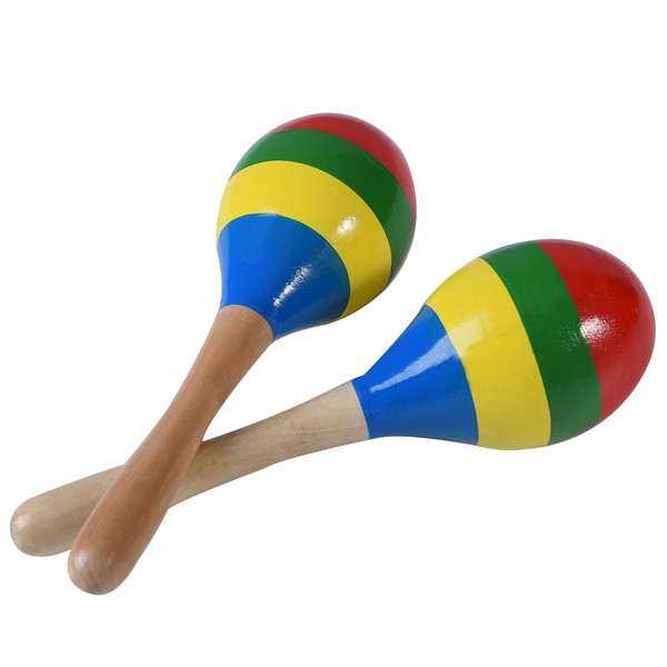 Maracas Hand Percussion Rattles, Wooden Rumba Shaker Musical Instrument for Kids Adults, Set of 2