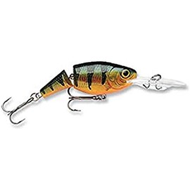 Rapala Jointed Shad Rap Lure with Two No. 3 Hooks, 2.1-4.5 m Swimming Depth, 9 cm Size, Legendary Perch