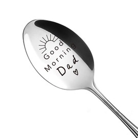 Best Dad Gifts - Good Morning Dad Spoon - Funny Dad Spoon Engraved Stainless Steel - Tea Coffee Spoon - Dad Gift from Daughter Son Wife - Perfect Father's Day/Birthday/Christmas Gifts