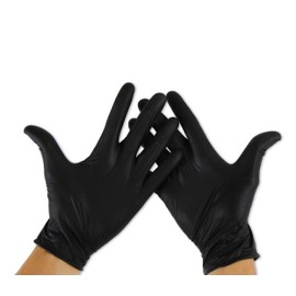 KMINA - Disposable Gloves (Pack of 200, L), Black Nitrile Gloves L, Powder-Free & Latex-Free Disposable Gloves, Gloves in S, M, L, XL