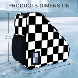 Bzocm Checkered Skate Bag For Ice Roller Inline Skates With Adjustable Shoulder Strap Fit Women Men Adults