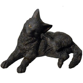 Veronese Design Black Cat Scratching Ear Mini Figurine