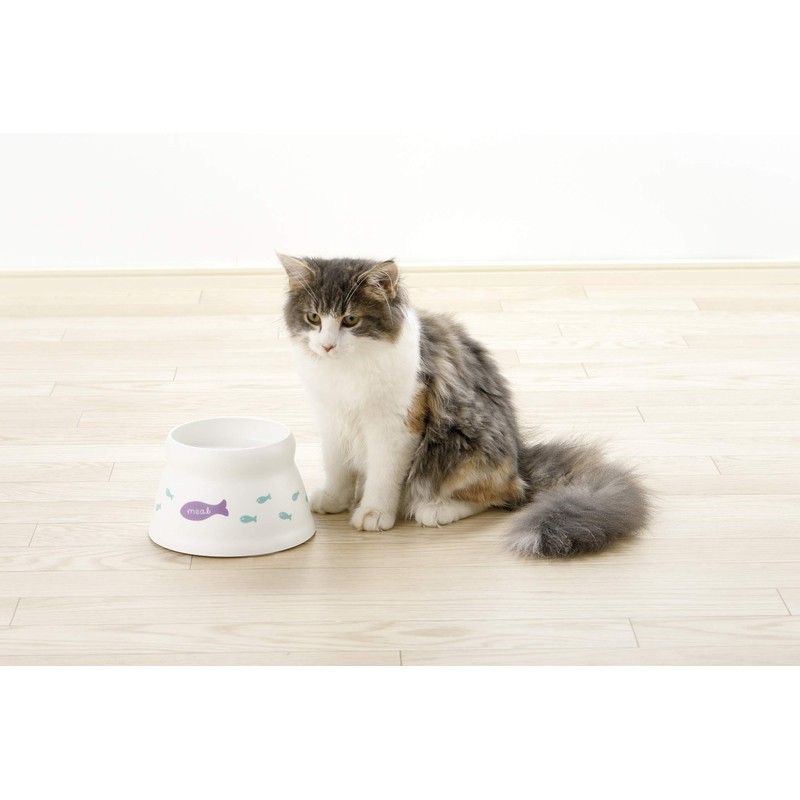 Richell Spill Resistant Cat Dish with Stem, White, Small