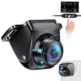 AHD 1080P Backup Camera 【4 Signal Switch】 360° Rotatable Back up Camera for Cars 170° Reverse Camera Night Vision IP69K Waterproof Front/Side/Rear View Camera for Truck/RV/Vehicle, 2 Back Covers