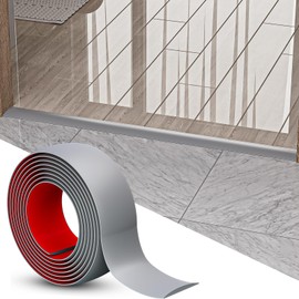 Greymond Floor Transition Strip - Self Adhesive Vinyl Flooring Trim for Carpet, Tile & Gaps, Threshold Cover Molding (4ft x 1.57in, Grey)