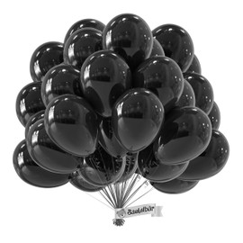 Organic Balloons Black [Pack of 50] • Made in EU • Certified Sustainable Organic Balloons • 100% Natural Latex • Diameter 34 cm • Certified Climate Neutral • Black Balloons - Helium Balloons Birthday