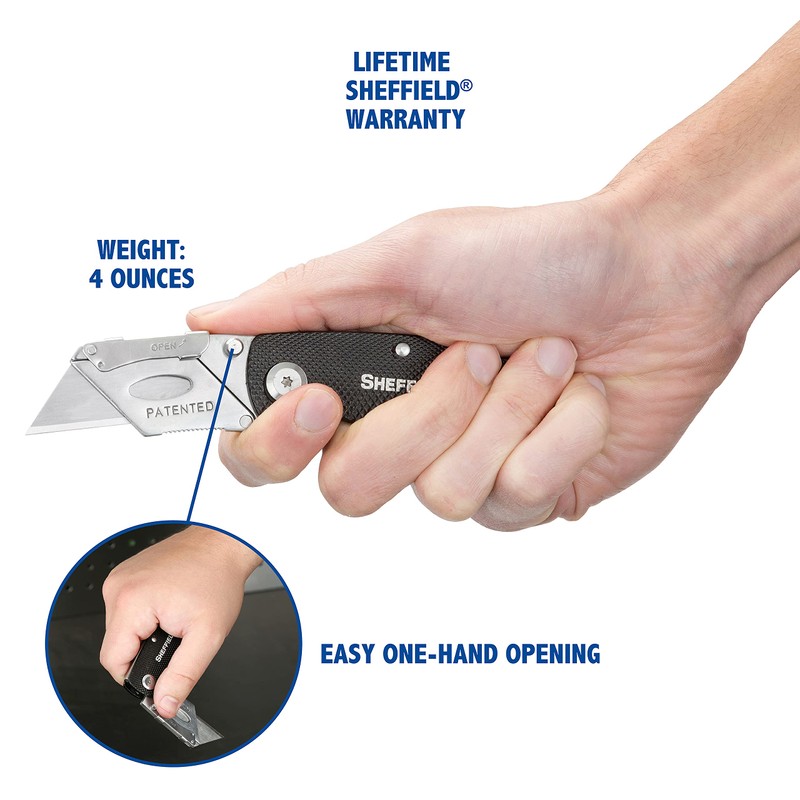 Sheffield Folding Utility Knife, Accepts Standard Utility Knife Blades, Box