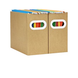 Cardboard Hanging File Organizer,XiePiPiPaper Collapsible Haning File Box for Letter Size,Portable File Holder Storage with Handles, for Desk File Organizer in Office/School/Home,Brown 2Pack