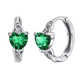 Silvora Womens Earrings 925 Sterling Silver Antique Hoopes Ear Charm Tiny Small May Birthstone Earrings Irish Gifts for Anniversary Engagement Wedding