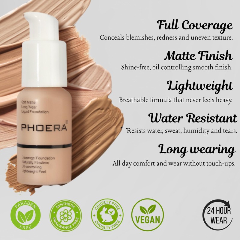 Noble Gifts - Foundation, Full Coverage Foundation, Soft Matte, Oil