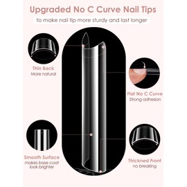 Clear False Acrylic Nail Tips: 504 Pcs Extra Long Straight Square Nail Tips - C Curve Nail Tips for Gel Extensions - Half Cover Press on Nail Tips for Salon - 12 Sizes