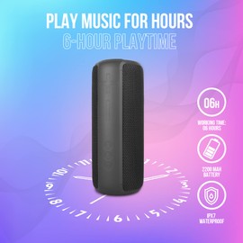 PALL Power One, Waterproof Speaker 20W, Excellent for Outdoors | True Wireless Speaker, Compatible with Android and iOS | 6 Hour Playtime | Bluetooth 5.0, Portable - Black