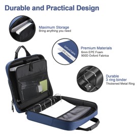 Losong 3 Ring Zipper Binder 3 Inch D-Ring, Binder with Strap 700 Sheet Capacity & Multi-Pockets School and Office Organizer, Compatible with 13-Inch MacBook(Patent Design Dark Blue)