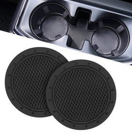 JOYTUTUS Car Cup Holder Coaster, 2.67 inch Universal Car Cup Holder Insert, 2 Pcs Universal Anti-Slip Shockproof Car Coasters for Cup Holders, Car Accessories for Car, SUV, Truck (Black)
