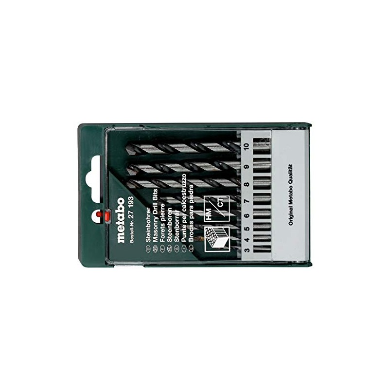 Metabo 627193000 Tc Tipped Masonry Drills, Green, Set of 8