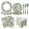 JarThenaAMCS 175Pcs Christmas Party Supplies Kit Green Holly Berry Tableware