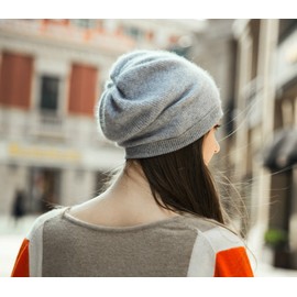 WaySoft Pure 100% Cashmere Beanie for Women in a Gift Box, Oversized Women Beanie Hat, Bring Warm and Luxury to Your Loved Ones, Perfect (Grey)