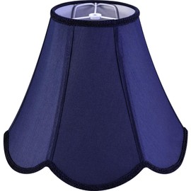 GO&SO Navy Blue Lamp Shade Scalloped Lamp Shade,Petal Edge Braid Bell Lamp Shades,Lamp Shades for Table Lamps,Fabric Lampshades Medium,6"Top x 13"Bottom x 10.6"Vertical Height (Spider) -Easy Assembly