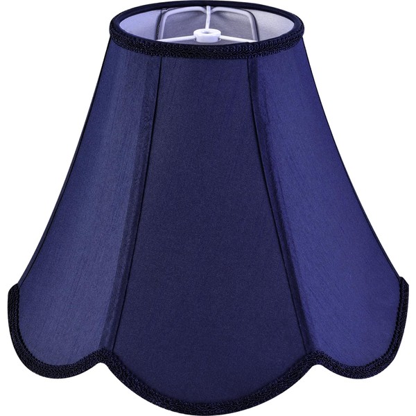 GO&SO Navy Blue Lamp Shade Scalloped Lamp Shade,Petal Edge Braid