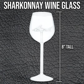 BUDK Sharkonnay Wine Glass | Quality Borosilicate Glass | Sculpted Shark Design | 10-Ounce Capacity | 8 Inches Tall | Fun Home Bar Addition | For Drinking Wine or Champagne