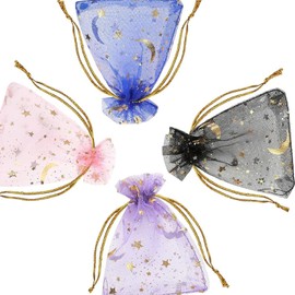 Organza Bags 100pcs Mix Color Pouch Sheer Drawstring Bags 3.5" x 4.7" for Wedding Party Favor Candy Festival Jewelry Gift Wrap