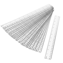 MUKCHAP 20 Pieces 30cm/12 Inch Plastic Ruler, Clear Straight Ruler with Inches and Metric, Transparent Ruler Measuring Tool for School Office