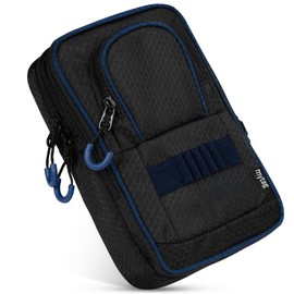 mytag Golf Ball Bag Pouch | Store 12-15 Balls, Golf Valuables Pouch Portable Outfit Organizer Bag Organizer Case Multipocket (Blue/Black)