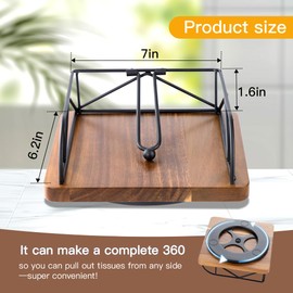 HALE OTEIR Serviettenhalter Metall Holz - 360° Drehbarer Serviettenhalter aus Metall und Akazienholz, Rustikaler Serviettenständer für Küche oder Esstisch, Serviettenhalter Holz-Sockel & Eisenrahmen