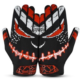 RED WORLD Football Gloves (Black, Youth-Large)