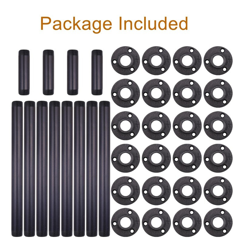 MUZIK 3-Tier Industrial Pipe Table Leg Set, Iron Base Legs