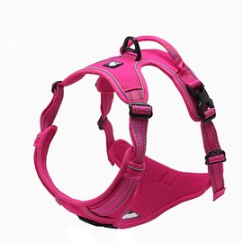 TrueLove Dog Harness TLH5651 No-pull Reflective Stitching Ensure Night Visibility, Outdoor Adventure Big Dog Harness Perfect Match Puppy Vest (Fushcia,XL)