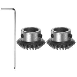 sourcing map 2 x bevel gear, 1.5 m, 20 teeth, 16 mm, shaft hole, 1:1, bevel gear, 45# steel, 1.5 module, 90° steering wheel with M5 mounting hole for hardware, mechanical rotation