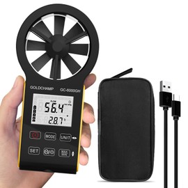 Digitales Anemometer, CFM Wiederaufladbar & Wasserdichtes Anemometer Misst Windgeschwindigkeit(0.3~30m/s), Luftvolumen(0-999900 ft3/min) Touchscreen, Hintergrundbeleuchtung Display für HVAC, Schießen