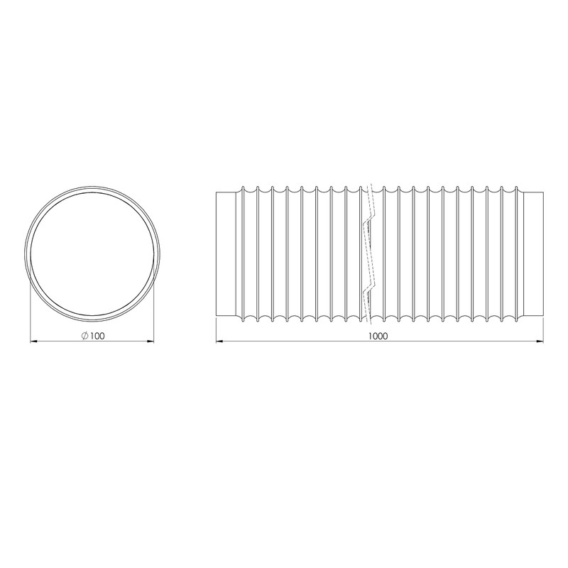 Diameter 100 mm, 1 m PVC ventilation hose, flexible hose,