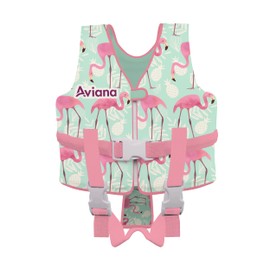 Swim Vest Junior Training Jacket for Toddlers with Adjustable Safety Straps Begin to Swim Flotation UPF 50+ (Flamingo, Medium)