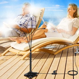 37'' Height Standing Misting Cooling System 26.5FT Misting Tube with 4 Brass Nozzles Misters 360° Adjustable Angle Portable Mist for Patio Cooling, Garden Watering, Pet Cooling, Kids Water Playing