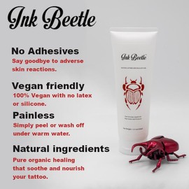 Ink Beetle Tattoo Aftercare Sealant Gel - Forms a breathable protective skin-No Adhesives-No Latex-Natural Healing ingredients- Painlessly wash off- No Adverse skin reactions- 8 fl oz