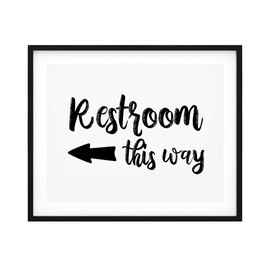 Designs ByLITA Restrooms This Way (Left Arrow) 5 x 7 UNFRAMED Print Business & Events Decor Wall Art