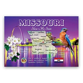 MISSOURI MAP postcard set of 20 identical postcards. MO state map post cards. Made in USA.