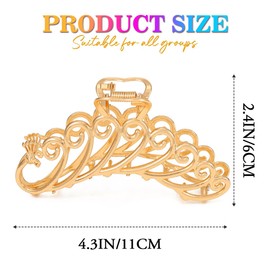 Banatra Metal Claw Clips Gold Large Hair Claw for Thick Thin Hair Peacock Hair Clips Fancy Hair Accessories for Women and Girls (Pack of 2)