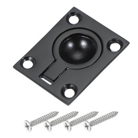 PATIKIL 1-7/8"x1-1/2 Flush Pull Ring Handles, 316 Stainless Steel Square Recessed Door Pull Hidden Boat Hatch Latch with Screws for Marine Yacht Furniture, Black