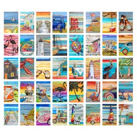 40 Piece Nautical Beach Danny Phillips Art Collage Kit - Teen Room Wall, Coastal Dormitory Bedroom Decorations, Mixed Media Collage Aesthetic, Zoom background, 4x6 Professional Photo Prints