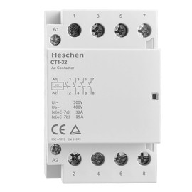 Heschen Household AC Contactor, CT1-32, Ie 32A, 4 Pole, Four N/O Contactor, AC 24V Coil Voltage, 35mm DIN Rail Mounting, TUV Listed