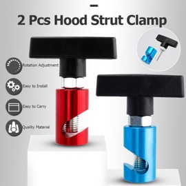 Bestgle 2 Pack Car Hood Lifting and Fixing Tool, Adjustable Car Hood Prop Struts Clamp Holder Automotive Hood Lift Supporting and Hold Down Kit, Hood Strut Support Rod for Cars Trunks