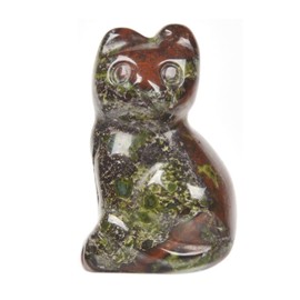 Carved Natural Dragon Blood Jasper Cat Guardian Statue Home Decor Reiki Chakra Healing Crystal Desk Gemstone Decoration Stone Crafts Gemstone Collectible Gift