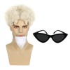 ATAYOU Mens Blonde Curly Wig with Goatee Beard and Glasses