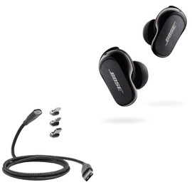 BoxWave Cable Compatible with Bose QuietComfort Earbuds II - MagnetoSnap PD AllCharge Cable (100W), Magnet Charging Braided USB Type-C Micro - Jet Black